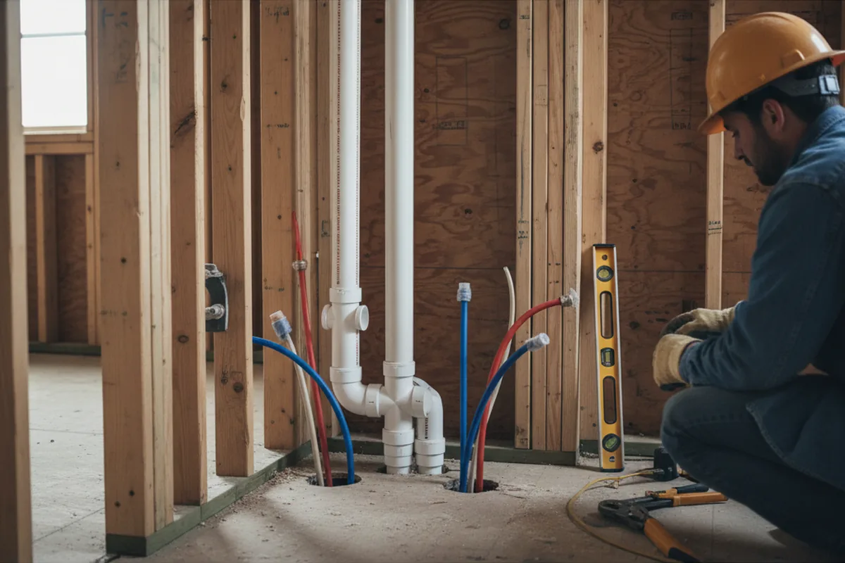 Drain and supply rough-in during Sump Pump Repair in Vashon